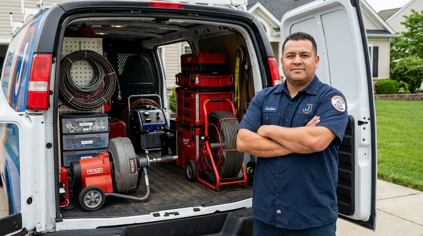 Professional drain cleaning equipment and Johns Plumbing LLC plumber in Marshalltown